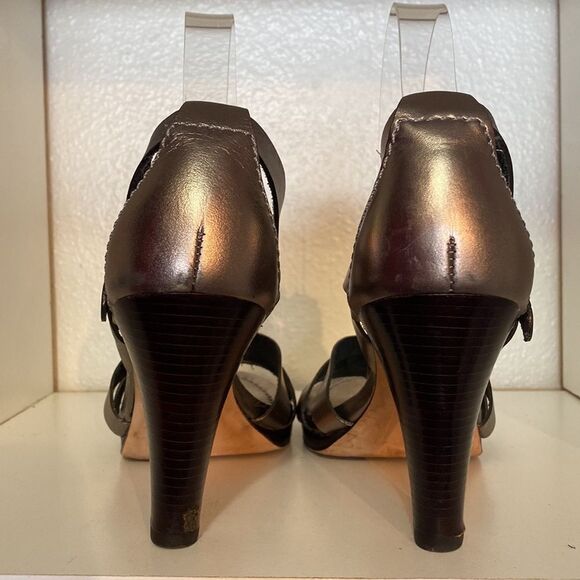 Boden Womens Metallic Pewter T Strap Heel Sandals - Picture 3 of 14